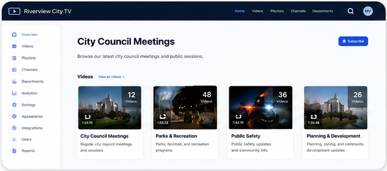 City Council Meeting section from website mock up