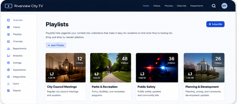 Playlist section from website mock up